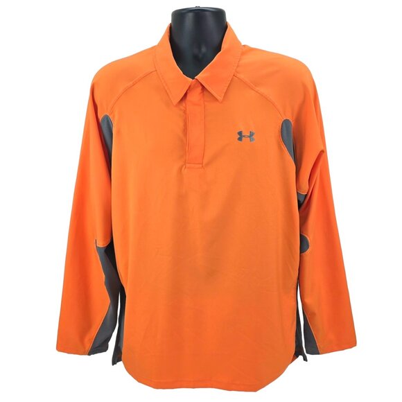 Under Armour Coaching Warmup Pullover Mens Large Orange Gray Long Sleeve Shirt - Picture 2 of 7